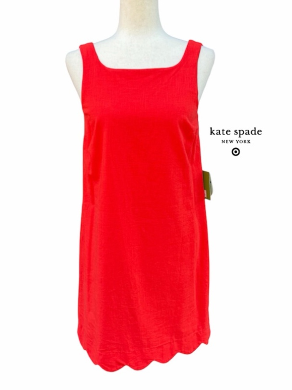 Kate Spade x Target Red Orange Sleeveless Scallop Hem Shift Dress XXS NWT